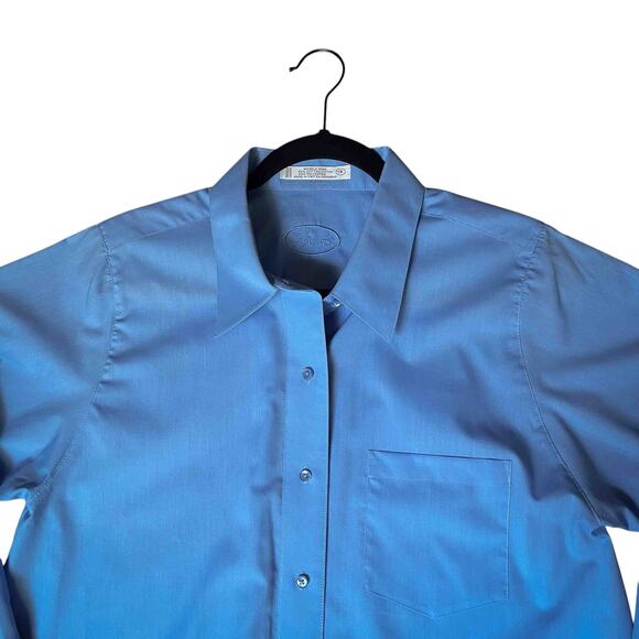 Foxcroft Women's Wrinkle Free Button Down Shirt Blue Solid Cotton Blend Size 18 - Picture 3 of 7